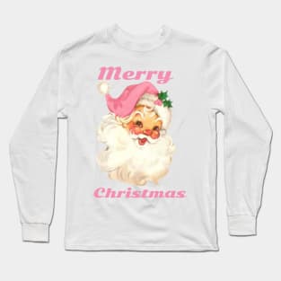 retro vintage pink santa claus Long Sleeve T-Shirt